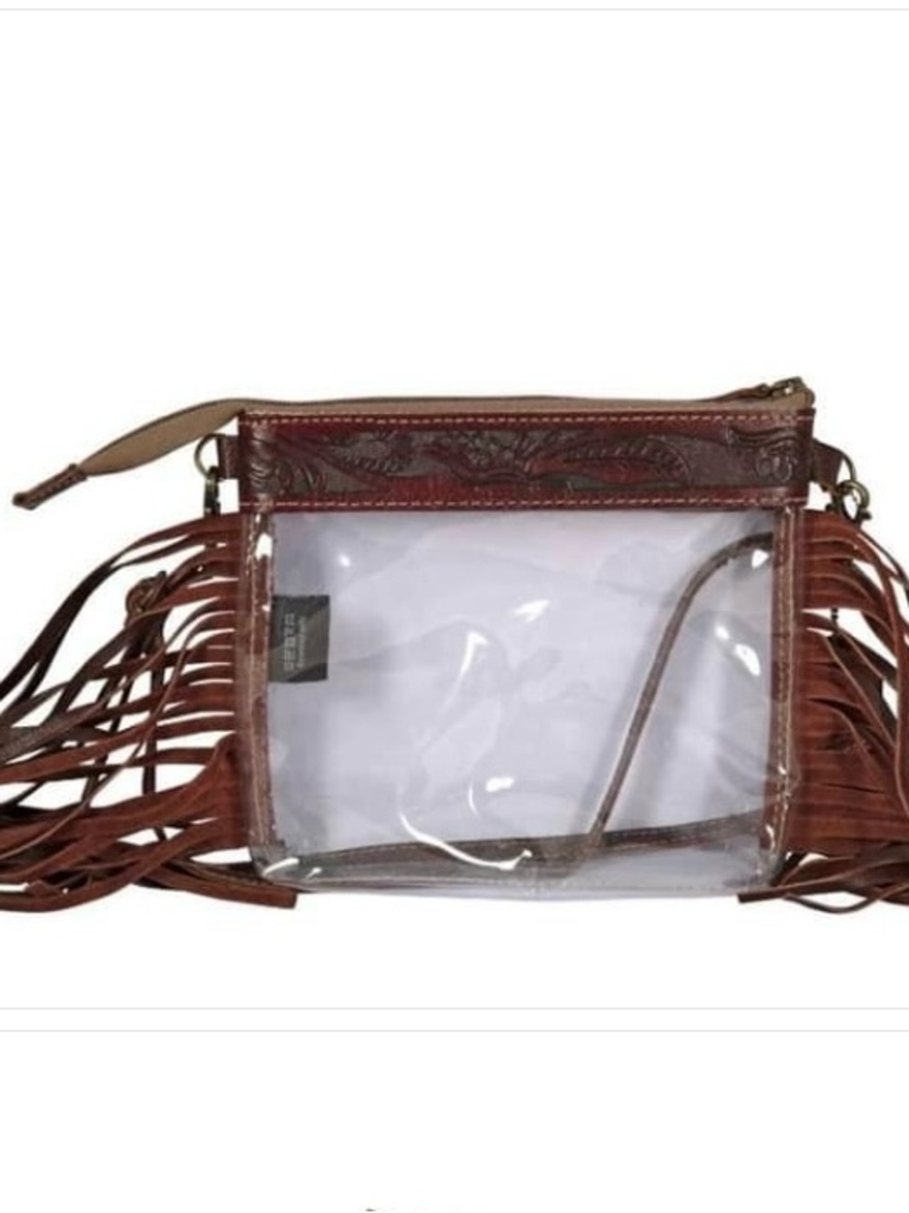 Clear Fringe Crossbody Bag in Brown - Picture 2 of 2